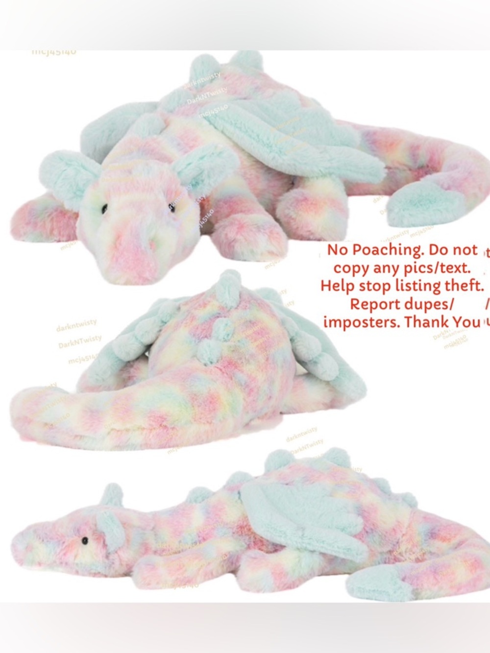 BNWT JellyCat HUGE Lazulia  Dragon MUCH BRIGHTER IRL RETIRED SIZE! AUTH RECEIPT - Picture 3 of 16